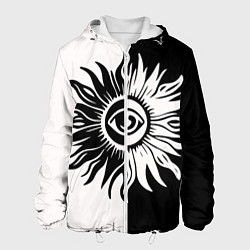Куртка с капюшоном мужская Солнце черно-белое, цвет: 3D-белый