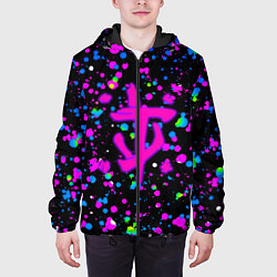 Куртка с капюшоном мужская Doom цветные краски, цвет: 3D-черный — фото 2