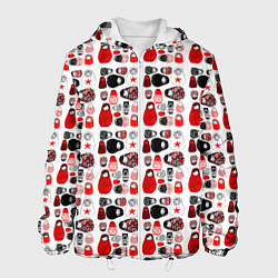 Куртка с капюшоном мужская Много матрешек, цвет: 3D-белый
