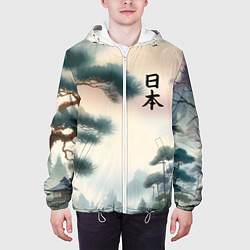 Куртка с капюшоном мужская Сосна в Японском пейзаже, цвет: 3D-белый — фото 2