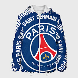 Куртка с капюшоном мужская ПСЖ надписи по кругу, цвет: 3D-белый