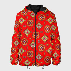 Куртка с капюшоном мужская Яркий узор в этническом стиле, цвет: 3D-черный