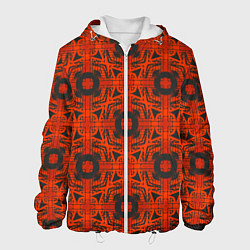 Куртка с капюшоном мужская Геометрический паттерн красно-черный, цвет: 3D-белый
