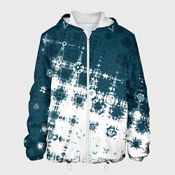 Куртка с капюшоном мужская Узорчатая текстура сине-белая, цвет: 3D-белый