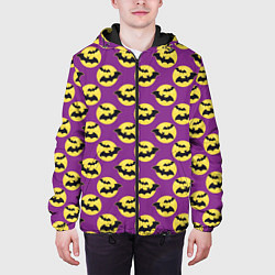 Куртка с капюшоном мужская Паттерн с летучими мышами, цвет: 3D-черный — фото 2