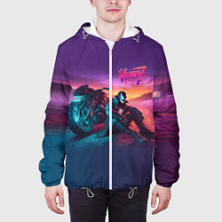Куртка с капюшоном мужская Venom near his motorcycle - ai art fantasy, цвет: 3D-белый — фото 2