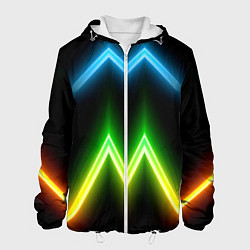 Куртка с капюшоном мужская Neon multicolored lines, цвет: 3D-белый