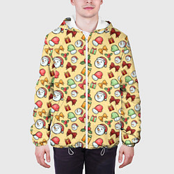 Куртка с капюшоном мужская Новогодний паттерн, цвет: 3D-белый — фото 2