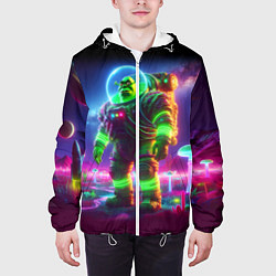 Куртка с капюшоном мужская Космонавт Шрук в неоновом скафандре на загадочной, цвет: 3D-белый — фото 2