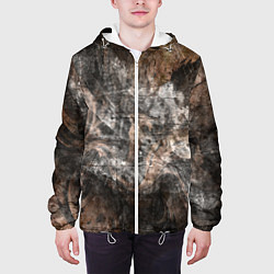 Куртка с капюшоном мужская Абстракция - brown darkness, цвет: 3D-белый — фото 2
