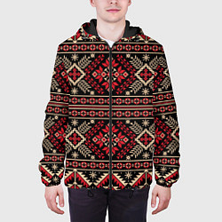 Куртка с капюшоном мужская Этнический славянский орнамент, цвет: 3D-черный — фото 2