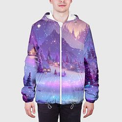 Куртка с капюшоном мужская Новогодняя магическая атмосфера, цвет: 3D-белый — фото 2