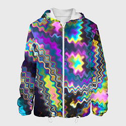 Куртка с капюшоном мужская Абстракция переливы, цвет: 3D-белый