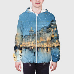 Куртка с капюшоном мужская Снежный вечер Санкт-Петербурга, цвет: 3D-белый — фото 2