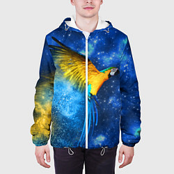 Куртка с капюшоном мужская Космический попугай, цвет: 3D-белый — фото 2