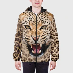Куртка с капюшоном мужская Взгляд леопарда, цвет: 3D-черный — фото 2