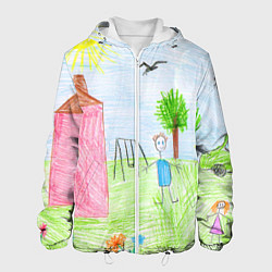 Куртка с капюшоном мужская Детские рисунки, цвет: 3D-белый