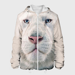 Куртка с капюшоном мужская Взгляд белого льва, цвет: 3D-белый