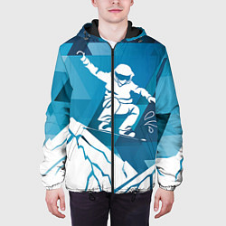 Куртка с капюшоном мужская Горы и сноубордист, цвет: 3D-черный — фото 2