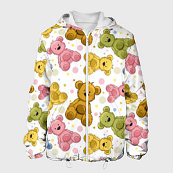 Куртка с капюшоном мужская Любимые медвежата, цвет: 3D-белый
