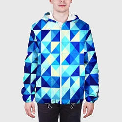 Куртка с капюшоном мужская Синяя геометрия, цвет: 3D-белый — фото 2