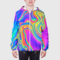 Куртка с капюшоном мужская Цветные разводы цвета 3D-белый — фото 2