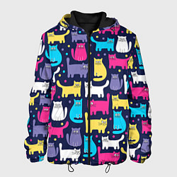 Куртка с капюшоном мужская Котятки, цвет: 3D-черный