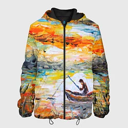 Куртка с капюшоном мужская Рыбак на лодке, цвет: 3D-черный