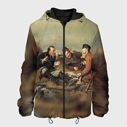 Куртка с капюшоном мужская Русские охотники, цвет: 3D-черный