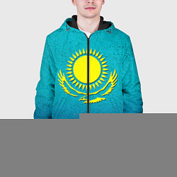 Куртка с капюшоном мужская Флаг Казахстана, цвет: 3D-черный — фото 2