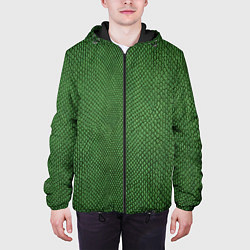 Куртка с капюшоном мужская Змеиная зеленая кожа цвета 3D-черный — фото 2