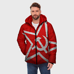 Куртка зимняя мужская Флаг СССР: Серп и Молот, цвет: 3D-светло-серый — фото 2