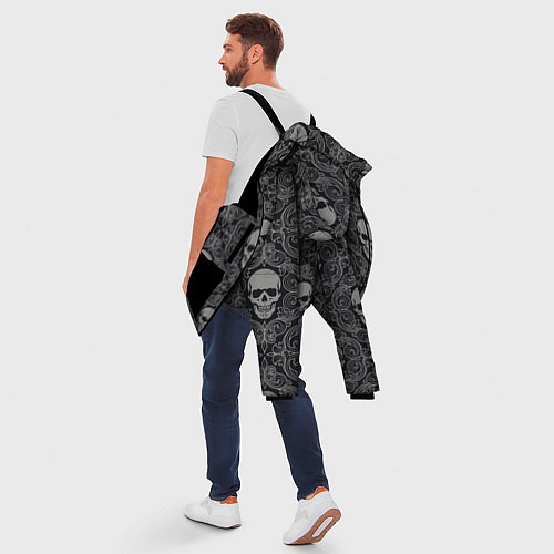 Мужская зимняя куртка Ажурные черепа / 3D-Черный – фото 5