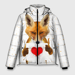 Куртка зимняя мужская Влюбленная лиса, цвет: 3D-черный