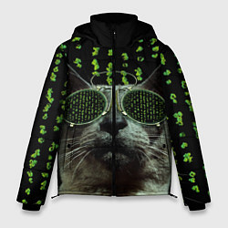Куртка зимняя мужская Кот в матрице, цвет: 3D-черный