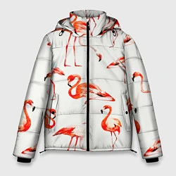 Куртка зимняя мужская Оранжевые фламинго, цвет: 3D-черный