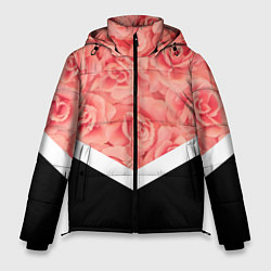 Куртка зимняя мужская Розовые розы, цвет: 3D-черный