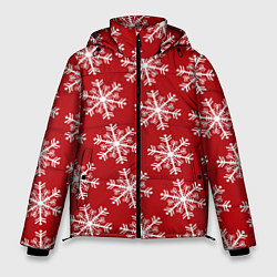 Куртка зимняя мужская Новогодние Снежинки, цвет: 3D-черный