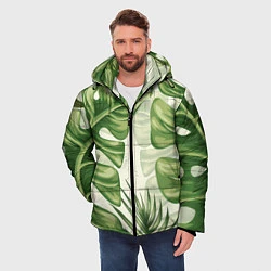 Куртка зимняя мужская Тропический папоротник, цвет: 3D-черный — фото 2