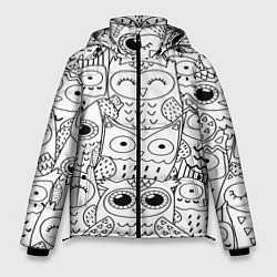 Куртка зимняя мужская Совушки: узор, цвет: 3D-черный