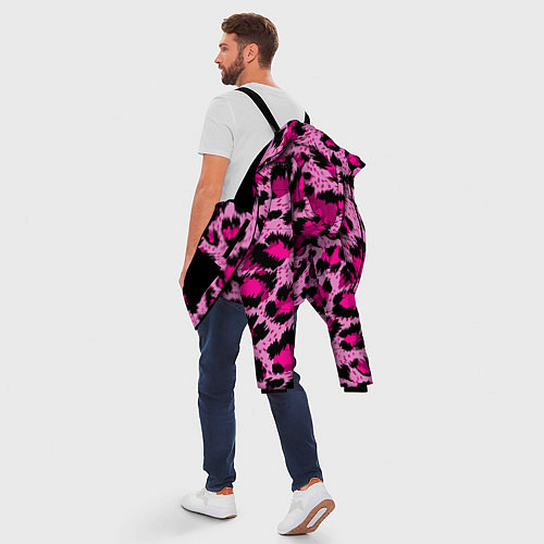 Мужская зимняя куртка Розовый леопард / 3D-Черный – фото 5
