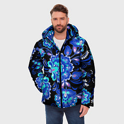 Куртка зимняя мужская Синяя хохлома, цвет: 3D-черный — фото 2