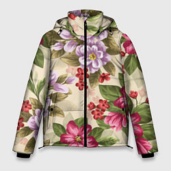 Куртка зимняя мужская Цветочный мотив, цвет: 3D-черный
