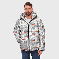 Куртка зимняя мужская Зимние снеговики, цвет: 3D-светло-серый — фото 2