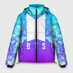 Куртка зимняя мужская BTS: Violet Butterflies, цвет: 3D-светло-серый