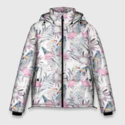 Мужская зимняя куртка Тропические фламинго