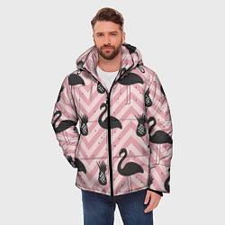 Куртка зимняя мужская Черный фламинго арт, цвет: 3D-черный — фото 2