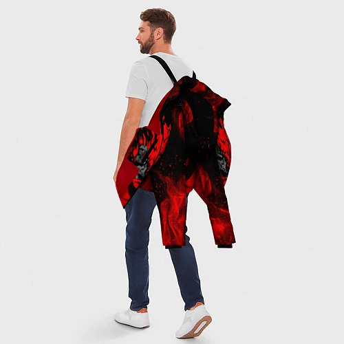 Мужская зимняя куртка CYBERPUNK 2077 KEANU REEVES / 3D-Красный – фото 5
