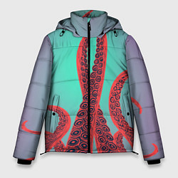Куртка зимняя мужская Красные щупальца осминога, цвет: 3D-черный
