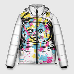 Куртка зимняя мужская Кот в скафандре, цвет: 3D-черный